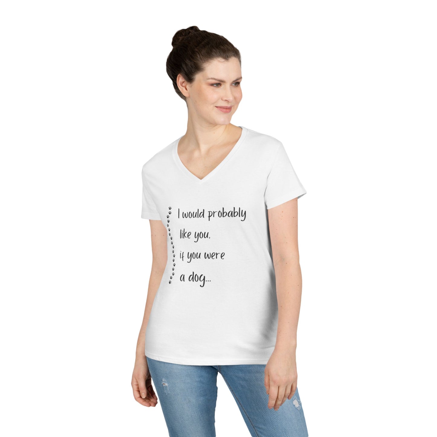 Cute Dog Lover V-Neck T-Shirt, Funny Pet Tee, Animal Lover Gift, Casual Everyday Wear, Dog Mom Shirt, Gift for Dog Owners