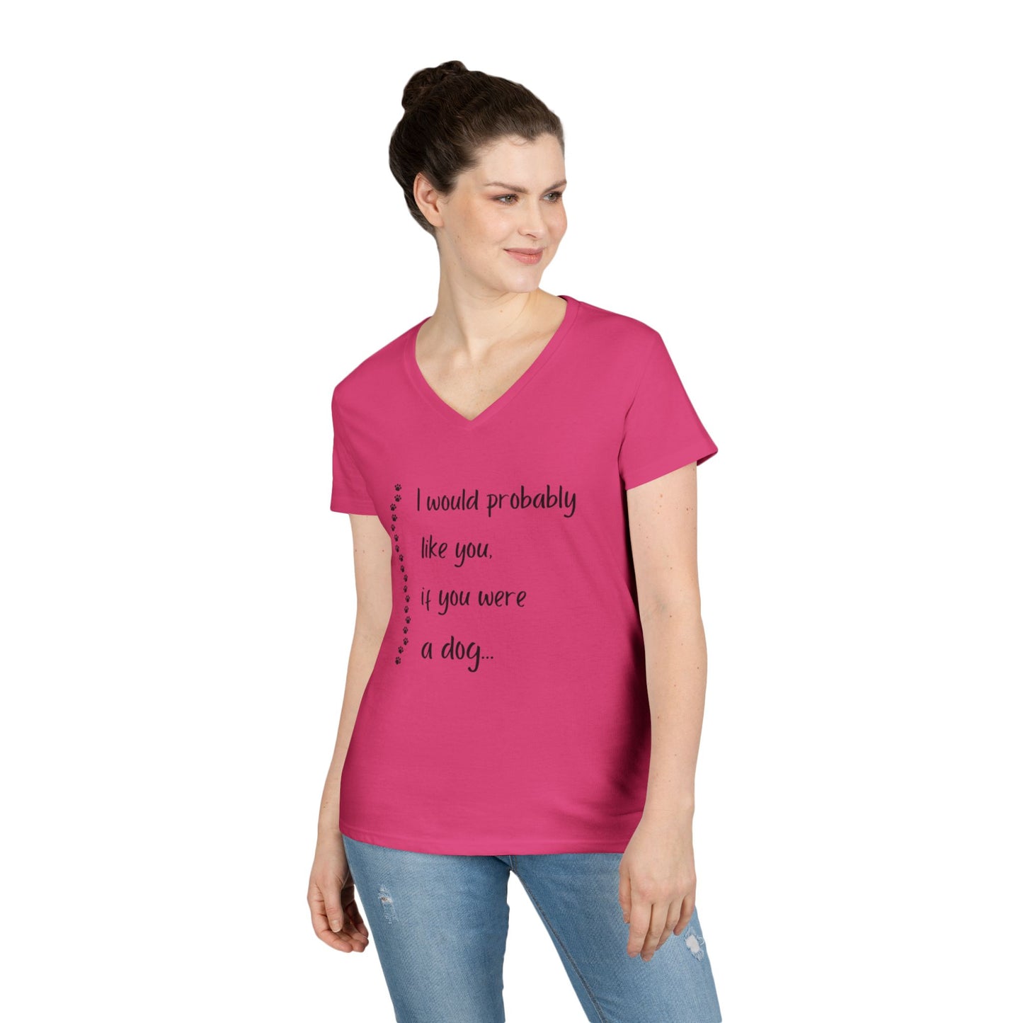 Cute Dog Lover V-Neck T-Shirt, Funny Pet Tee, Animal Lover Gift, Casual Everyday Wear, Dog Mom Shirt, Gift for Dog Owners