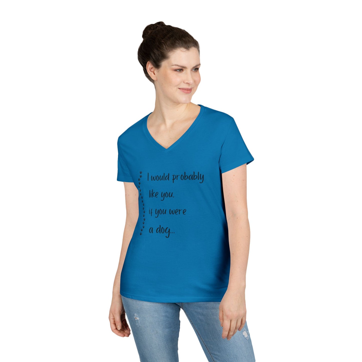 Cute Dog Lover V-Neck T-Shirt, Funny Pet Tee, Animal Lover Gift, Casual Everyday Wear, Dog Mom Shirt, Gift for Dog Owners