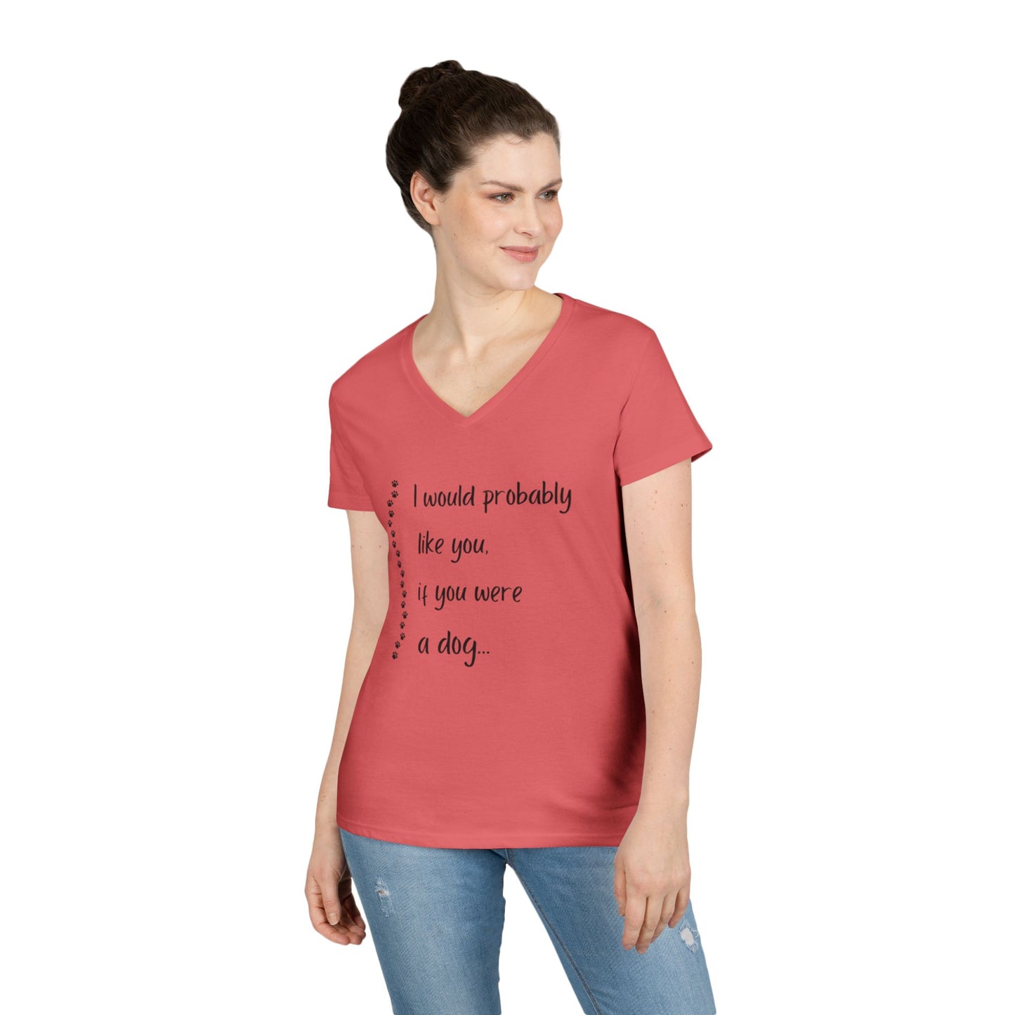 Cute Dog Lover V-Neck T-Shirt, Funny Pet Tee, Animal Lover Gift, Casual Everyday Wear, Dog Mom Shirt, Gift for Dog Owners
