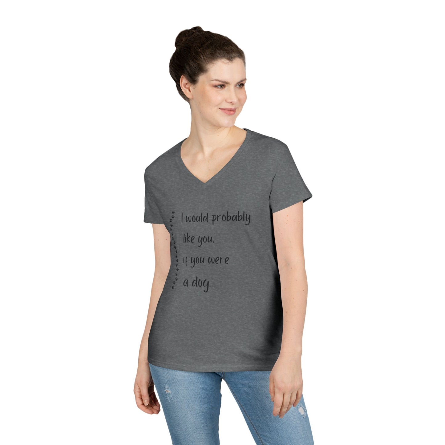 Cute Dog Lover V-Neck T-Shirt, Funny Pet Tee, Animal Lover Gift, Casual Everyday Wear, Dog Mom Shirt, Gift for Dog Owners