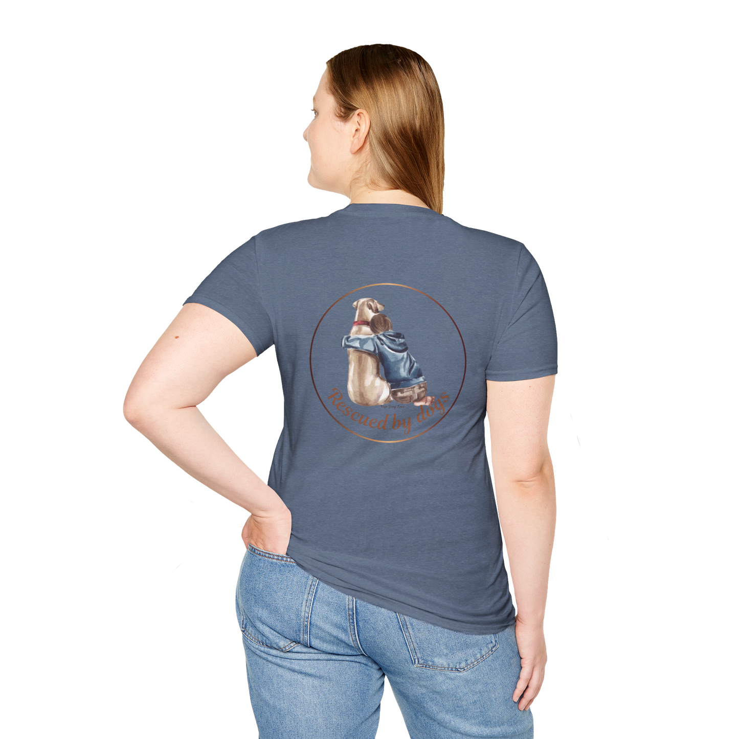 Rescued by Dogs T-Shirt, Cute Dog Lover Tee, Unisex Softstyle Tee