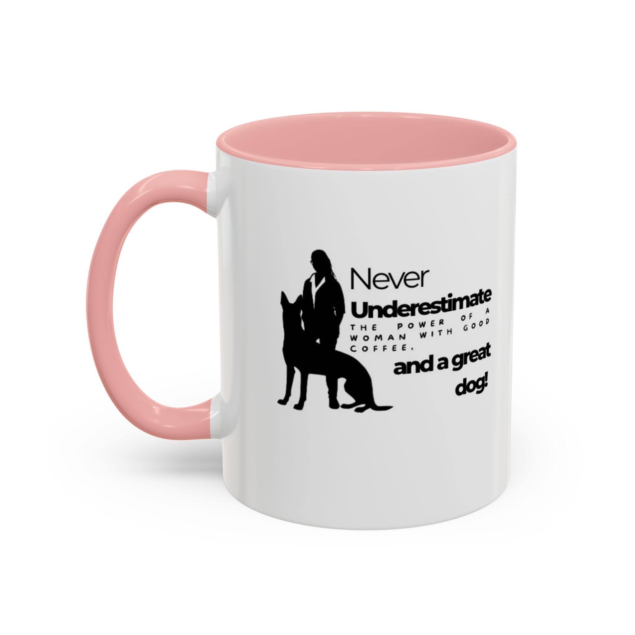 Never Underestimate a Woman Accent Coffee Mug (11, 15oz)