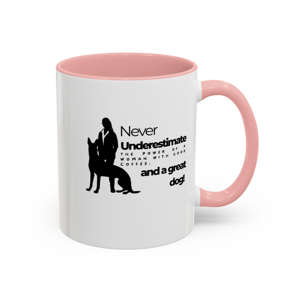 Never Underestimate a Woman Accent Coffee Mug (11, 15oz)