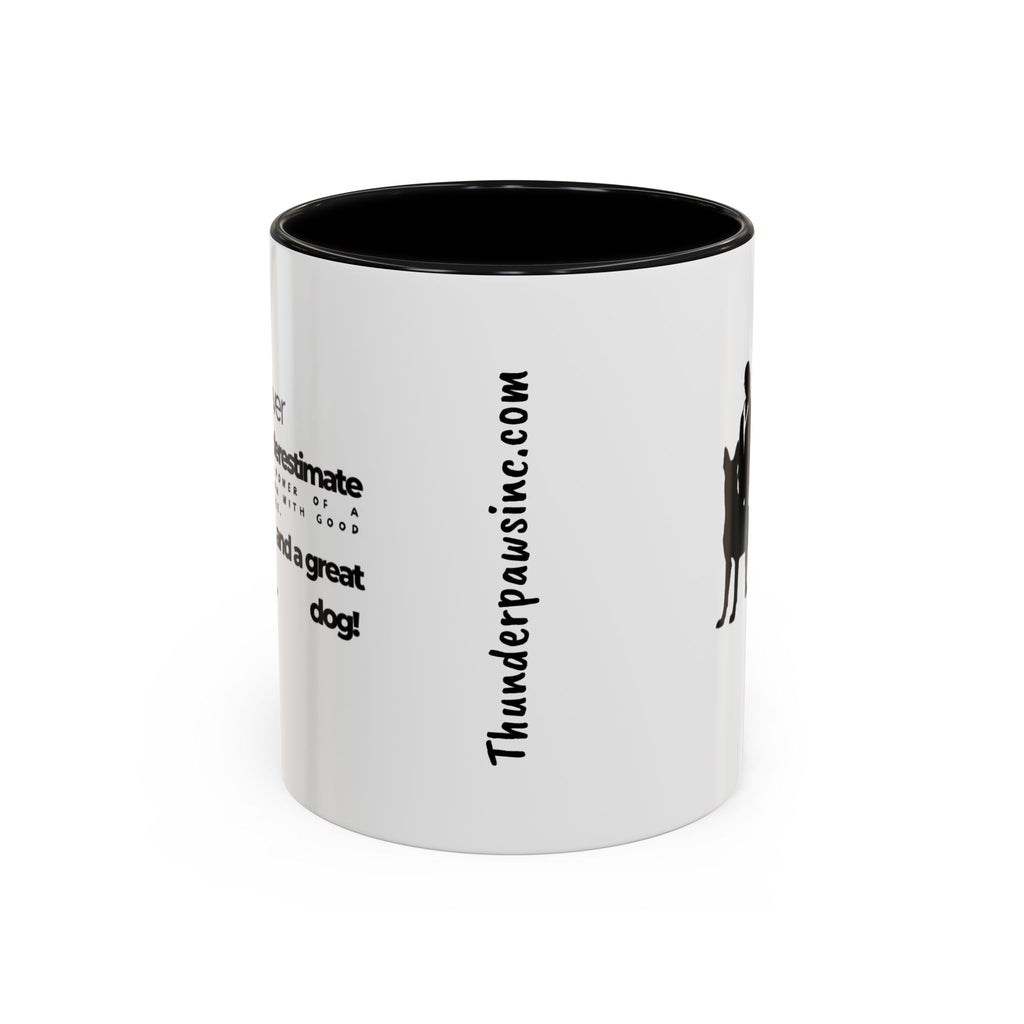 Never Underestimate a Woman Accent Coffee Mug (11, 15oz)