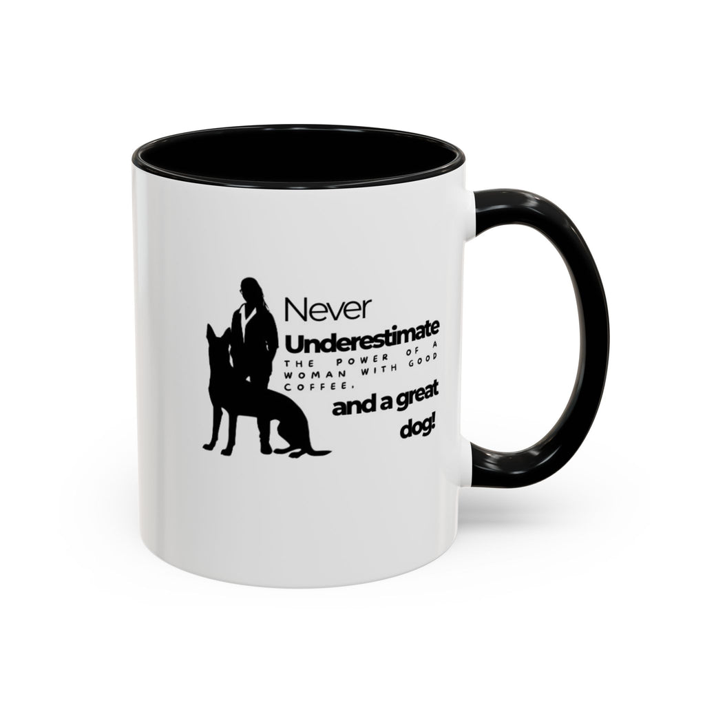 Never Underestimate a Woman Accent Coffee Mug (11, 15oz)