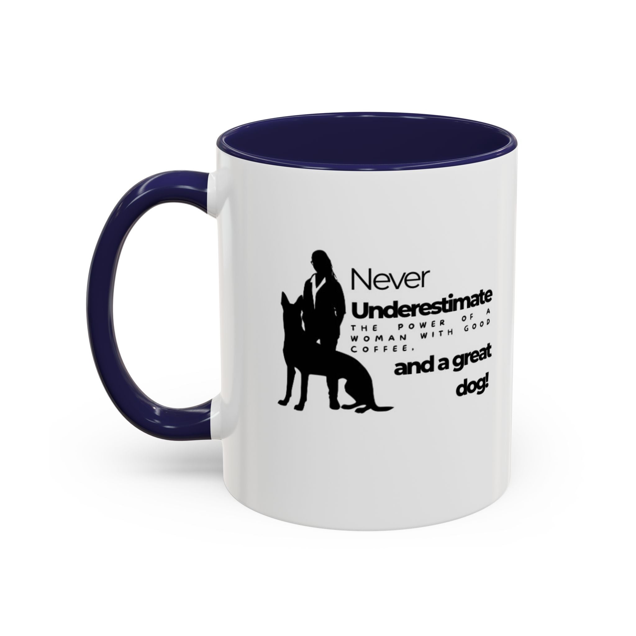 Never Underestimate a Woman Accent Coffee Mug (11, 15oz)