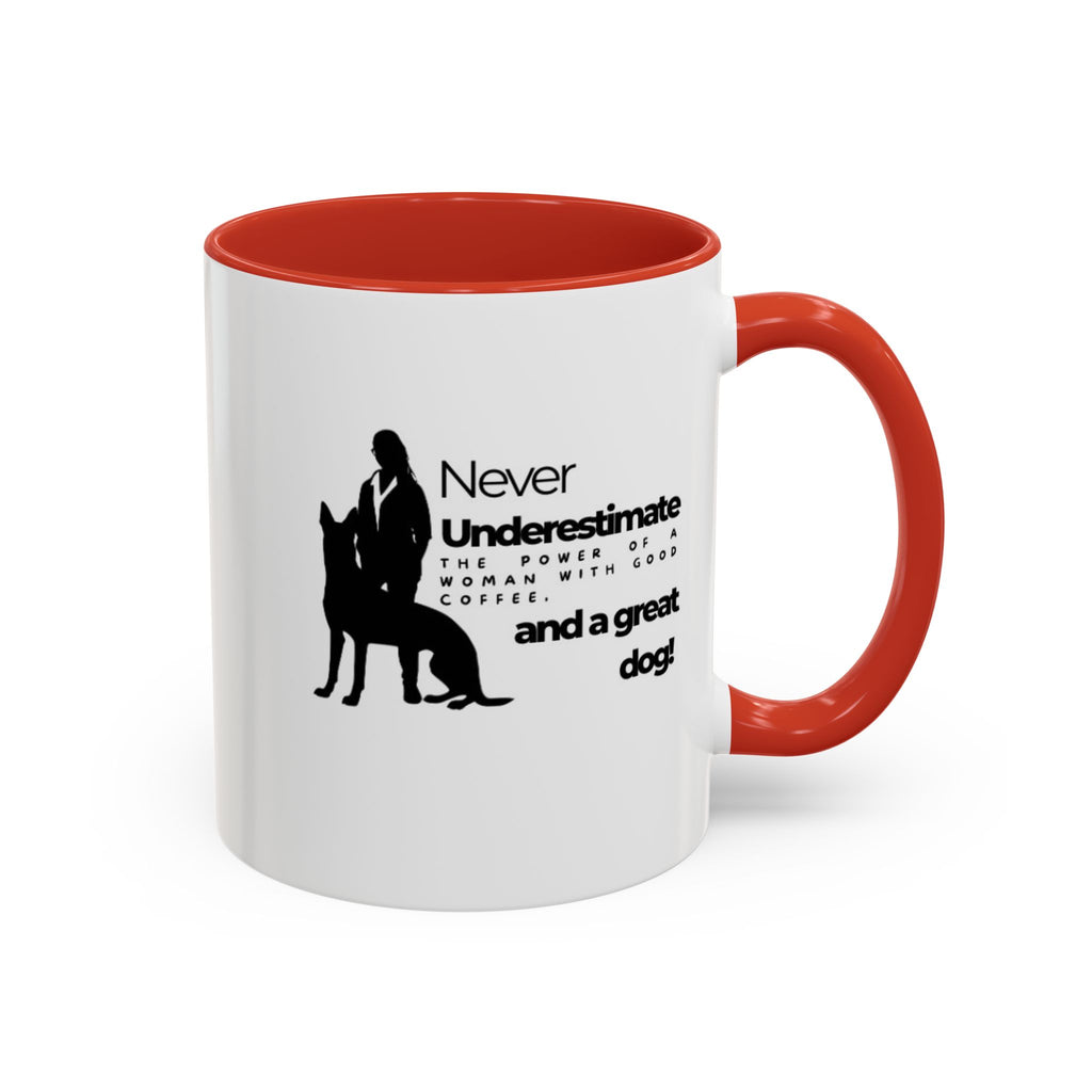 Never Underestimate a Woman Accent Coffee Mug (11, 15oz)
