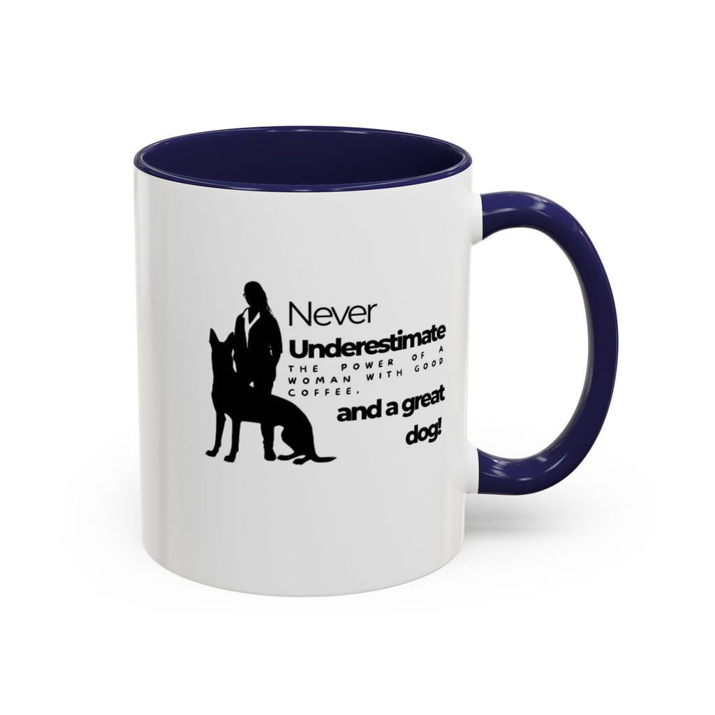 Never Underestimate a Woman Accent Coffee Mug (11, 15oz)