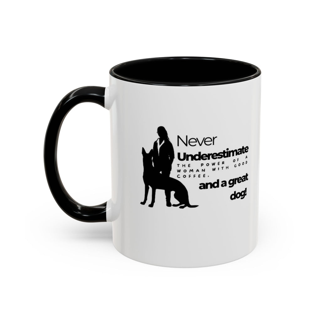 Never Underestimate a Woman Accent Coffee Mug (11, 15oz)