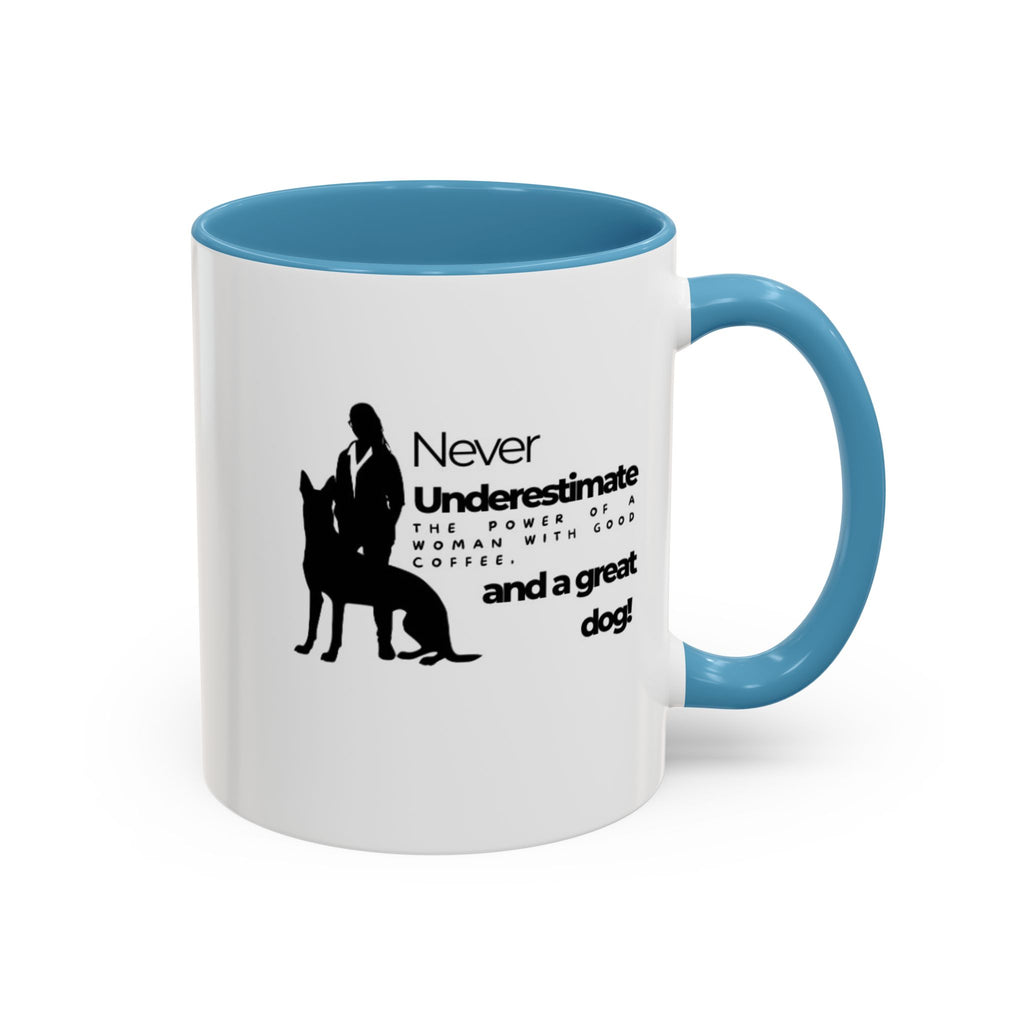 Never Underestimate a Woman Accent Coffee Mug (11, 15oz)